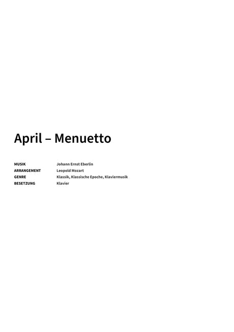 April – Menuetto - Title Page