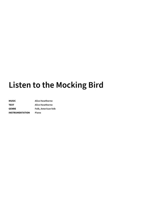 Listen to the Mocking Bird - Title Page