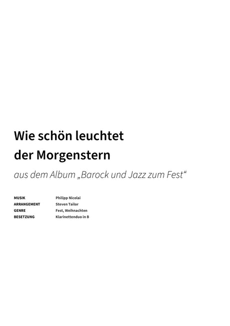 Wie schön leuchtet der Morgenstern - Title Page