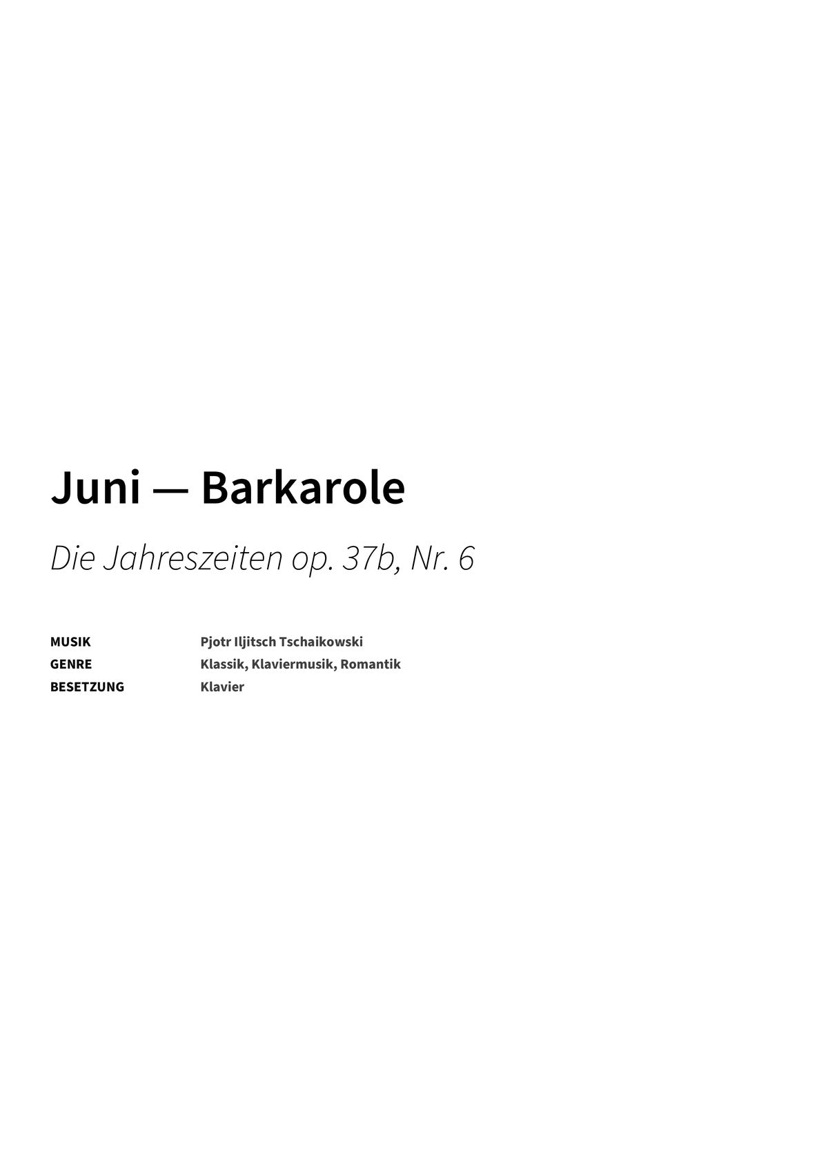 Juni — Barkarole - Title Page