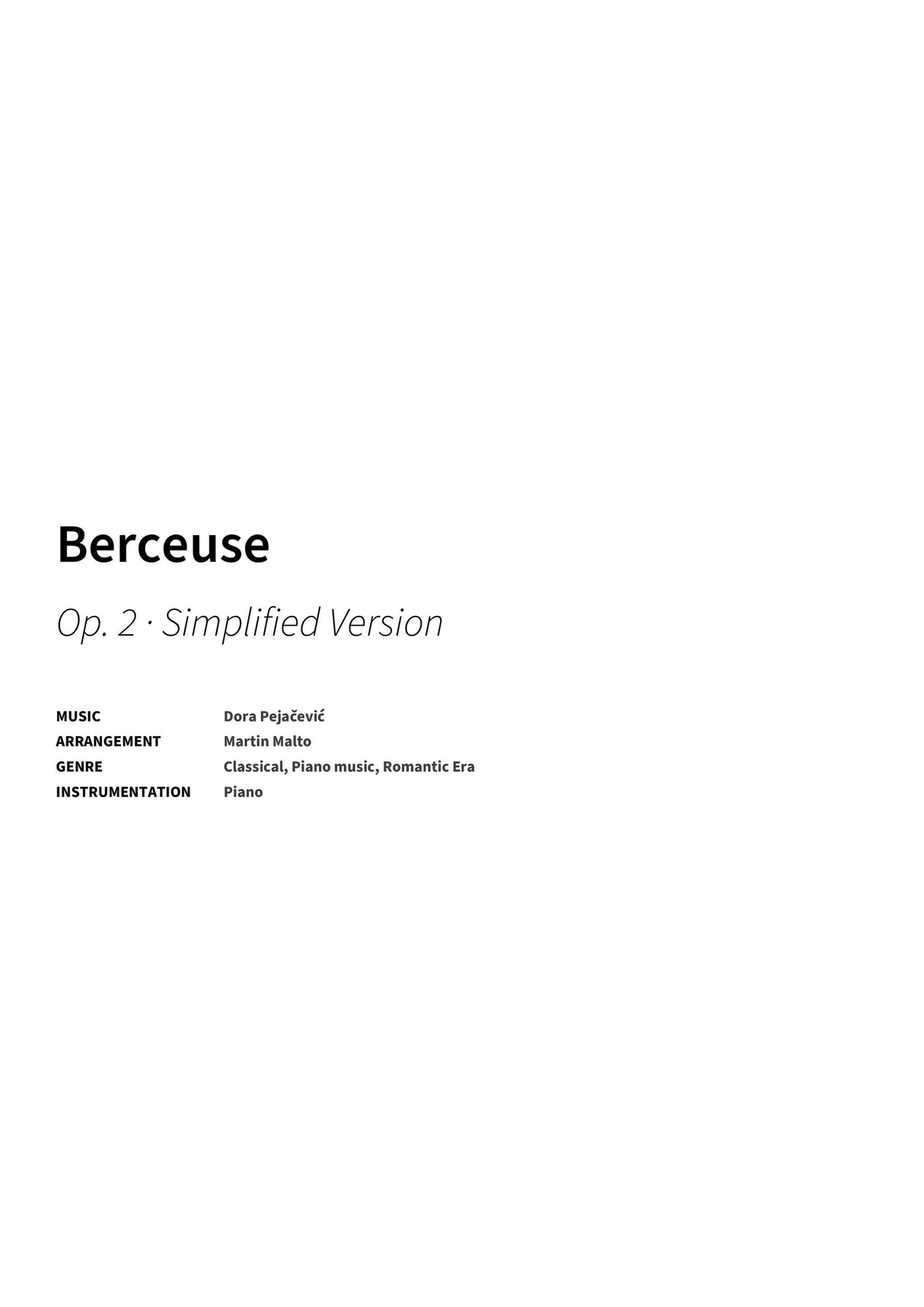 Berceuse - Title Page