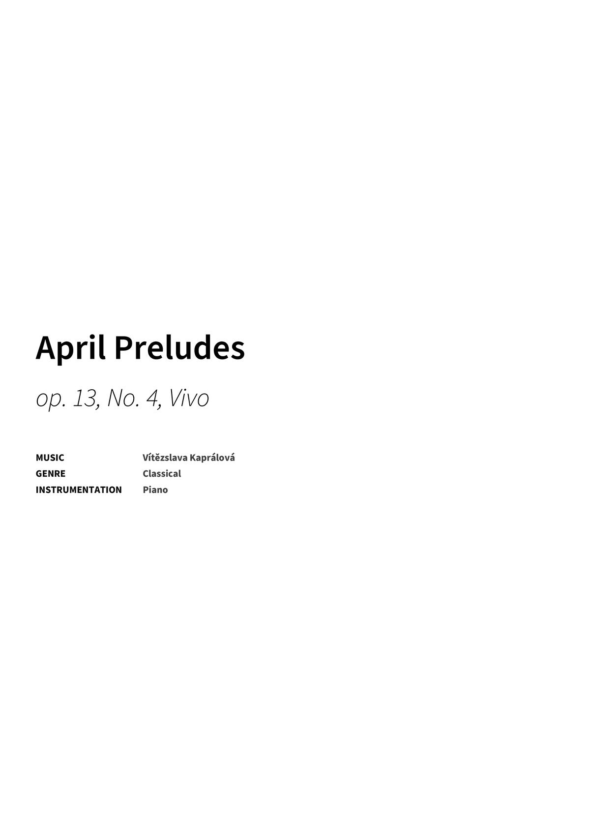 April Preludes - Title Page