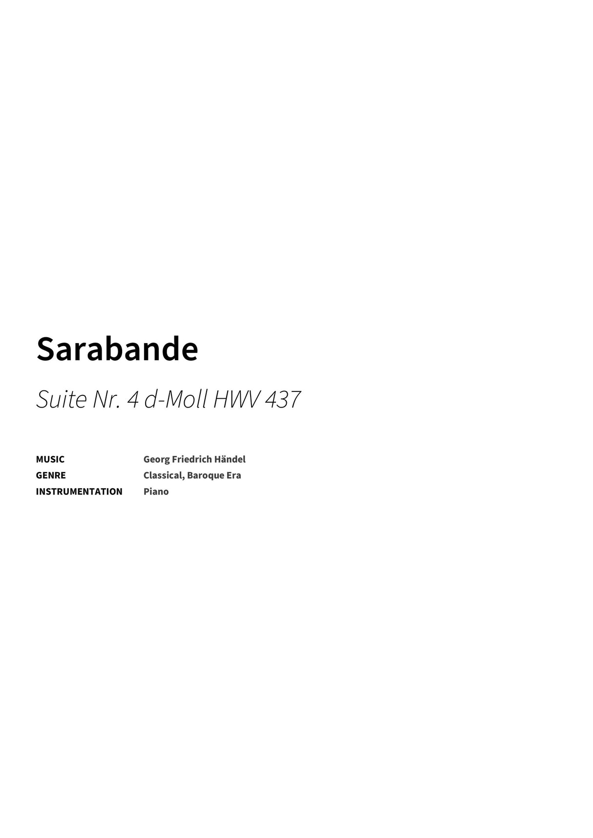 Sarabande - Title Page