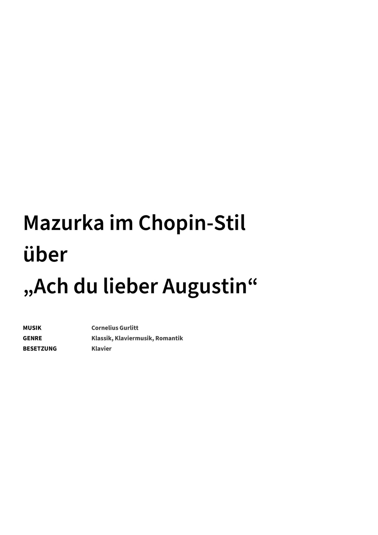 Mazurka im Chopin-Stil über „Ach du lieber Augustin“ - Title Page