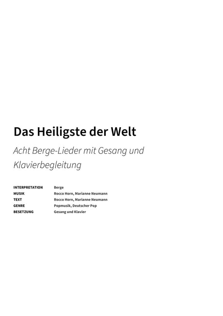 Das Heiligste der Welt - Title Page