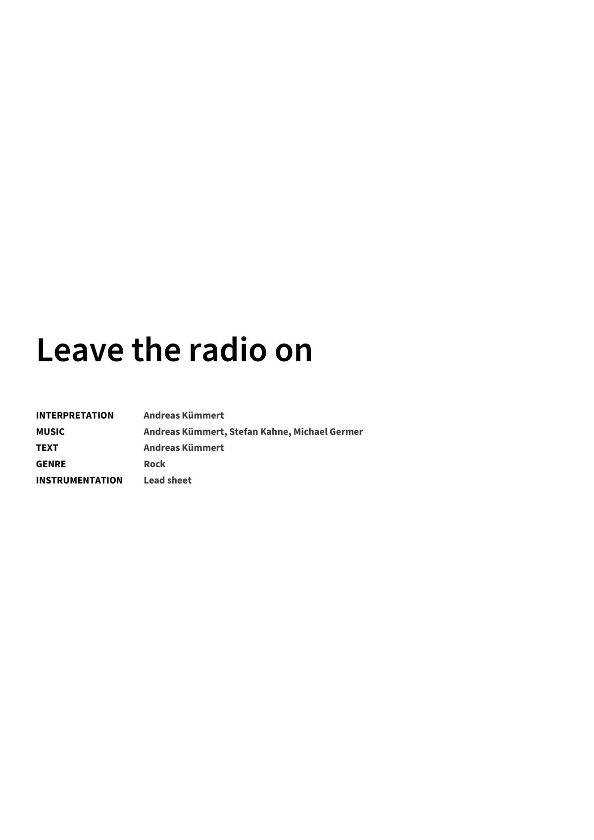 Leave the radio on - Title Page