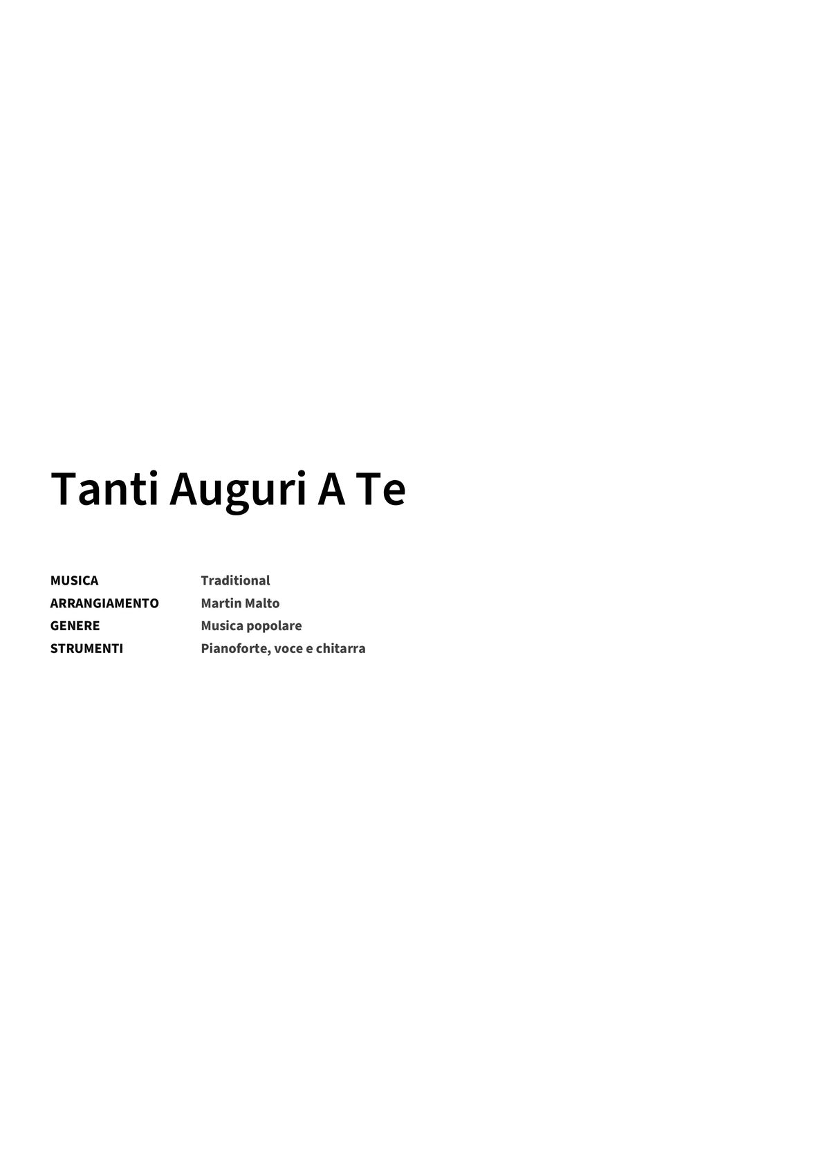 Tanti Auguri A Te - Title Page