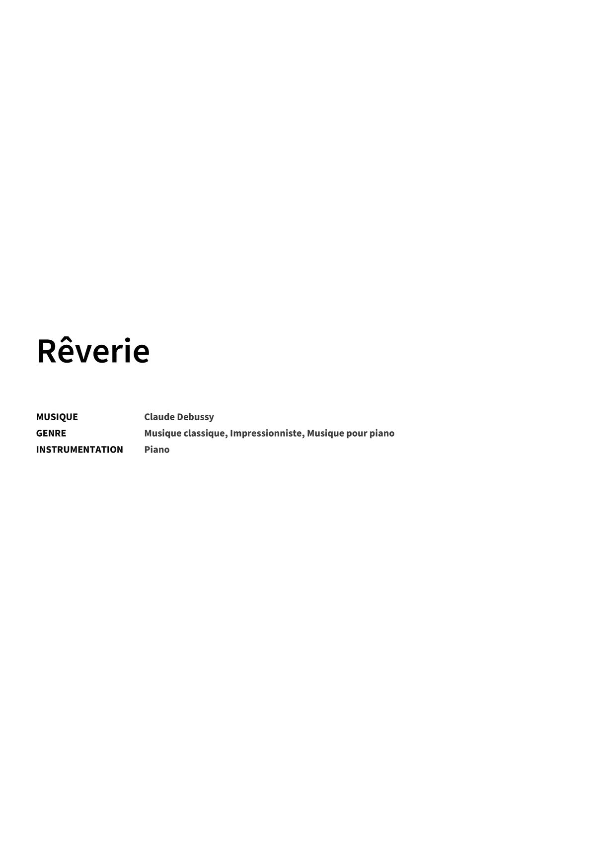 Rêverie - Title Page