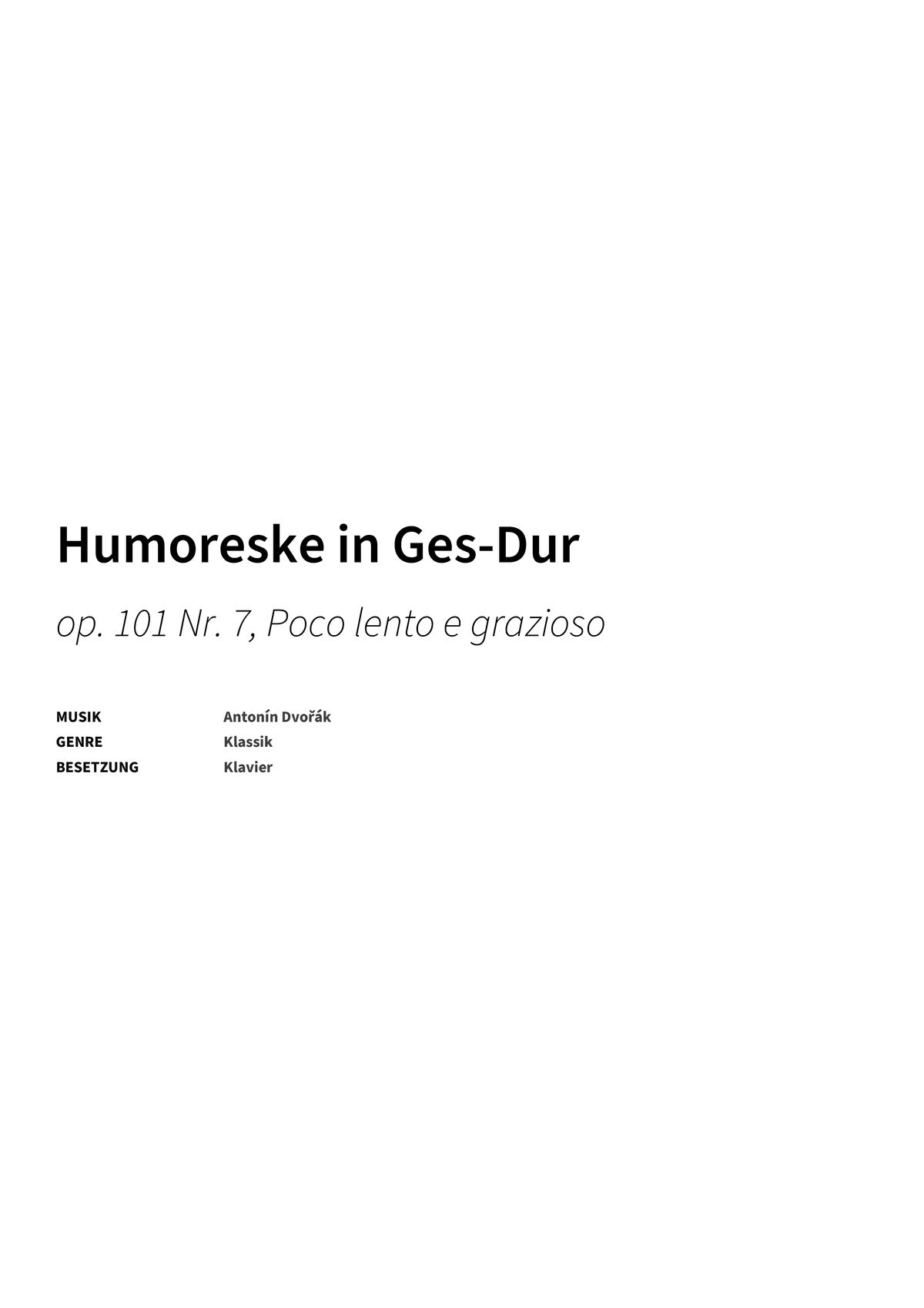 Humoreske in Ges-Dur - Title Page