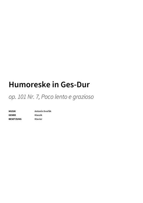Humoreske in Ges-Dur - Title Page