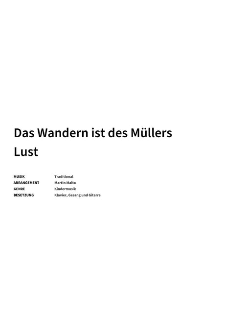 Das Wandern ist des Müllers Lust - Title Page
