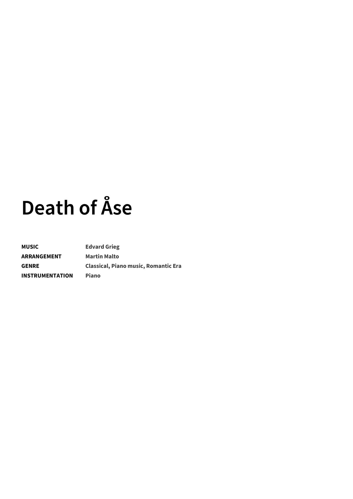 Death of Åse - Title Page