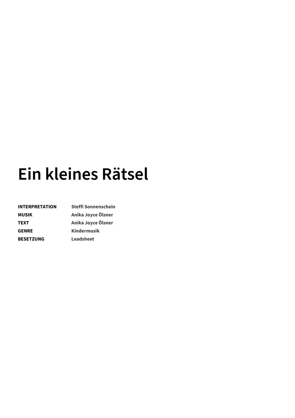 Ein kleines Rätsel - Title Page