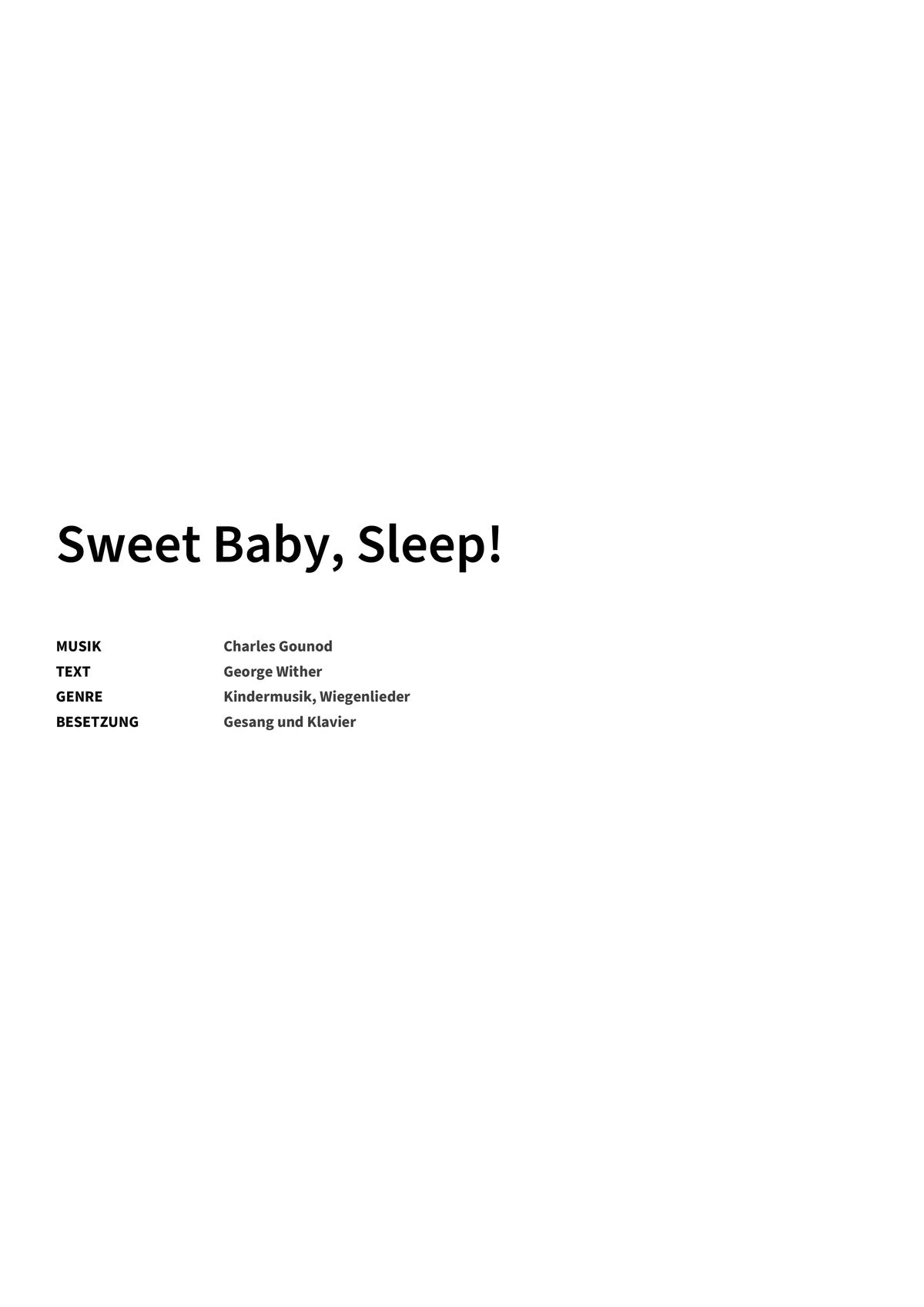 Sweet Baby, Sleep! - Title Page