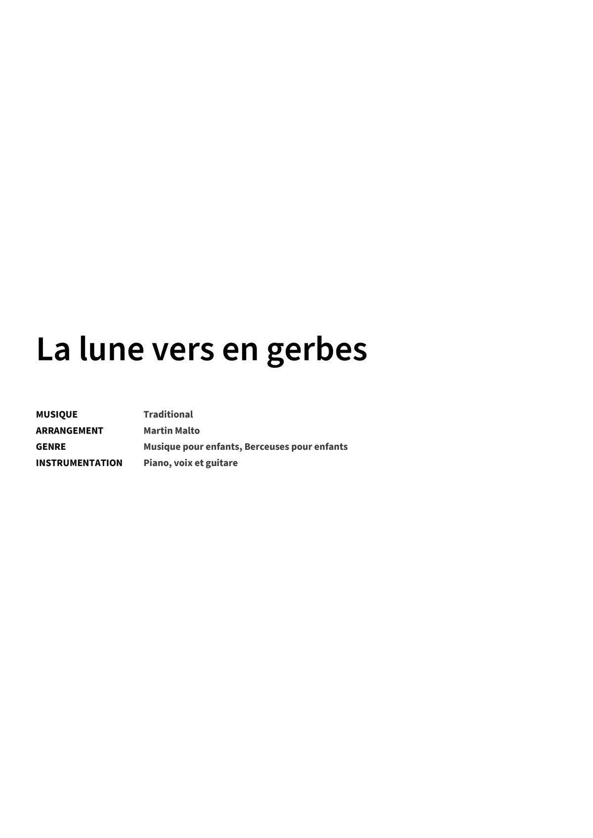 La lune vers en gerbes - Title Page