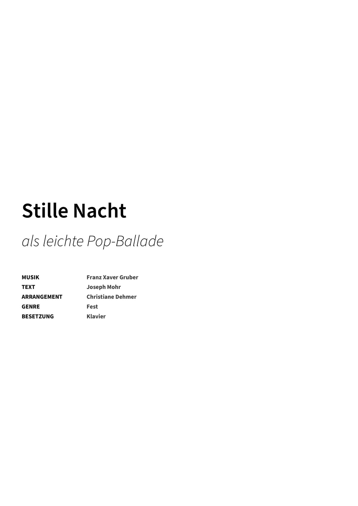 Stille Nacht - Title Page