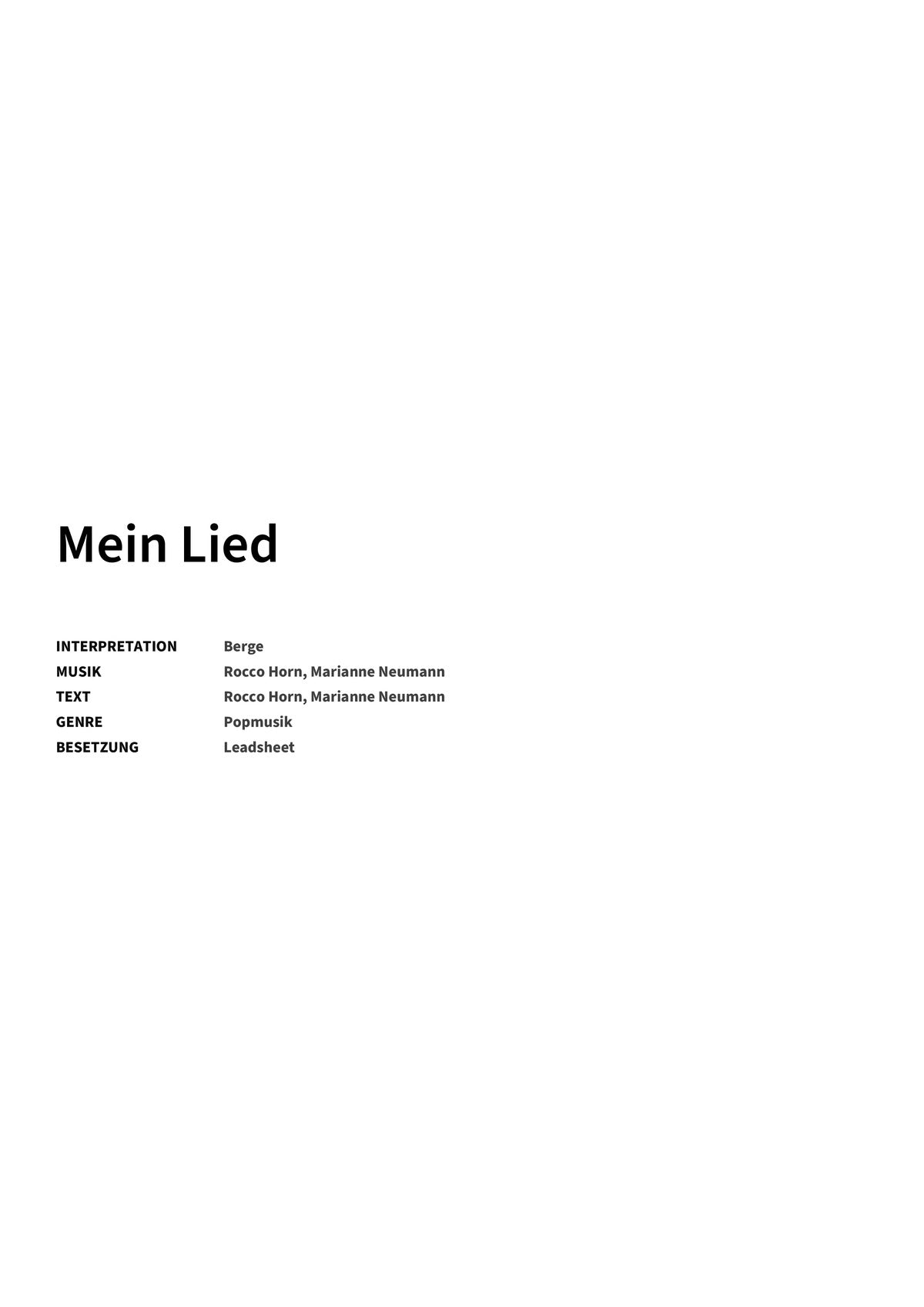 Mein Lied - Title Page