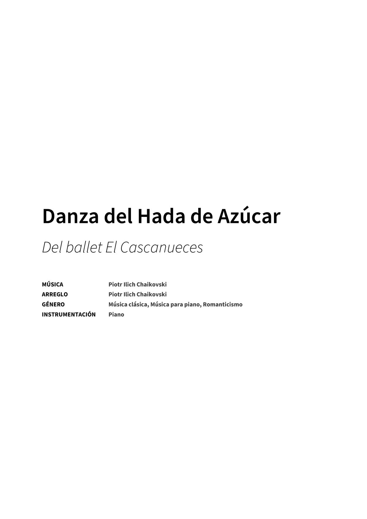 Danza del Hada de Azúcar - Title Page