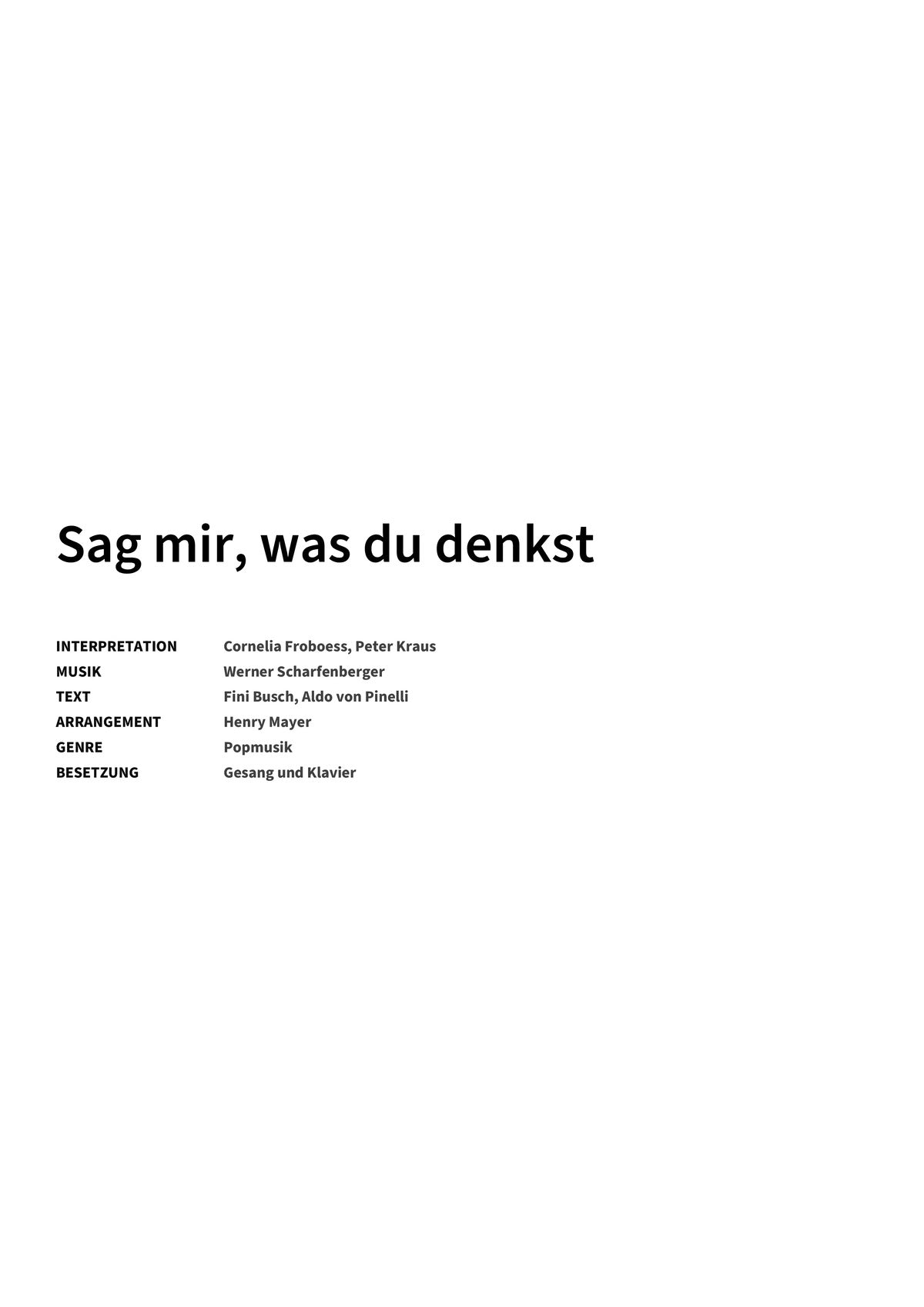 Sag mir, was du denkst - Title Page