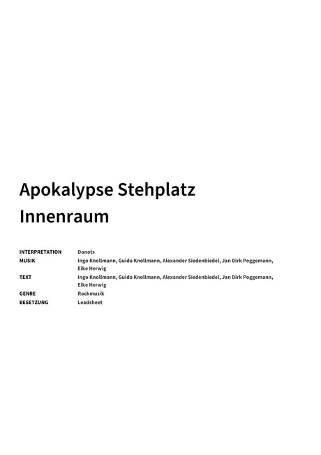 Apokalypse Stehplatz Innenraum - Title Page