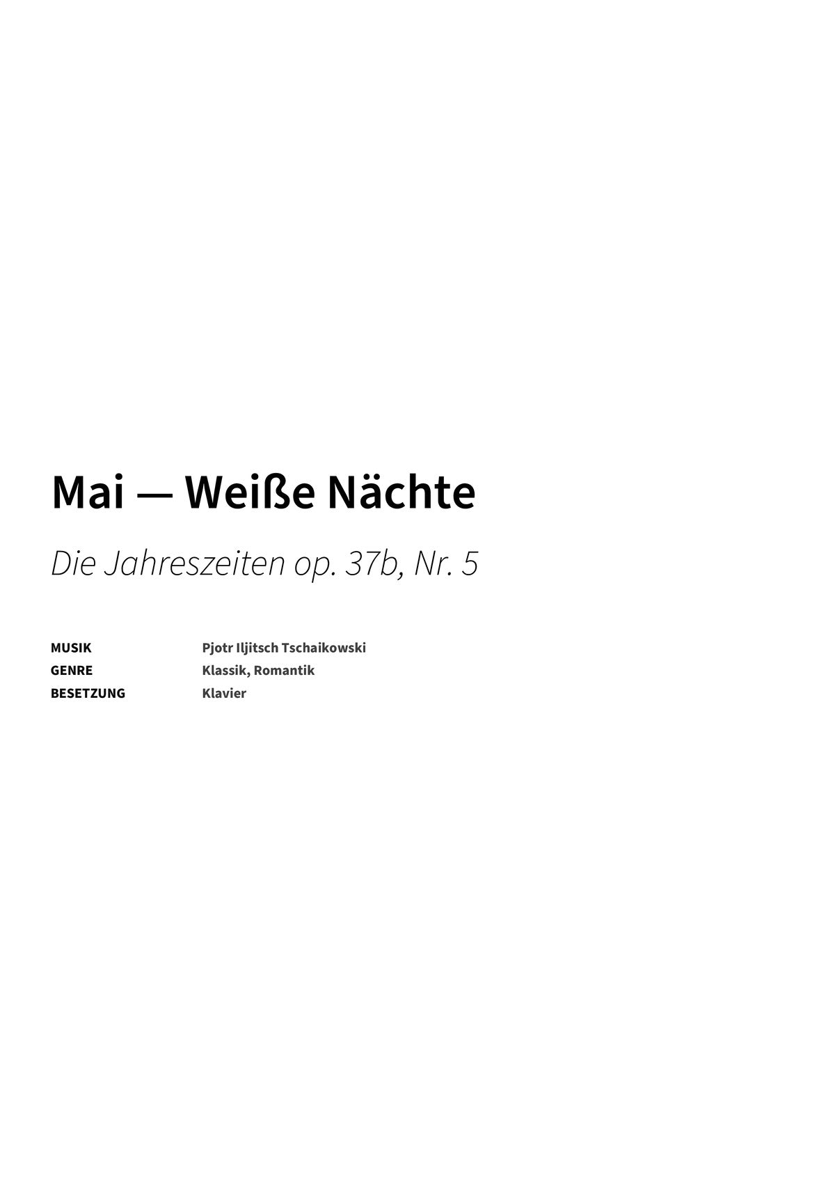 Mai — Weiße Nächte - Title Page