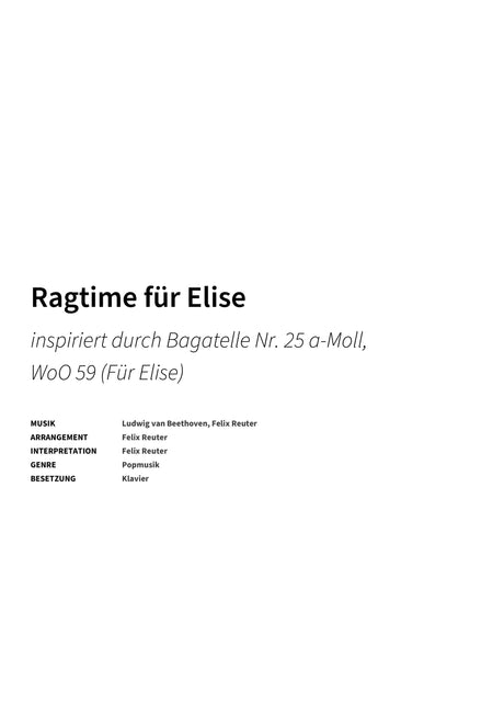 Ragtime für Elise - Title Page