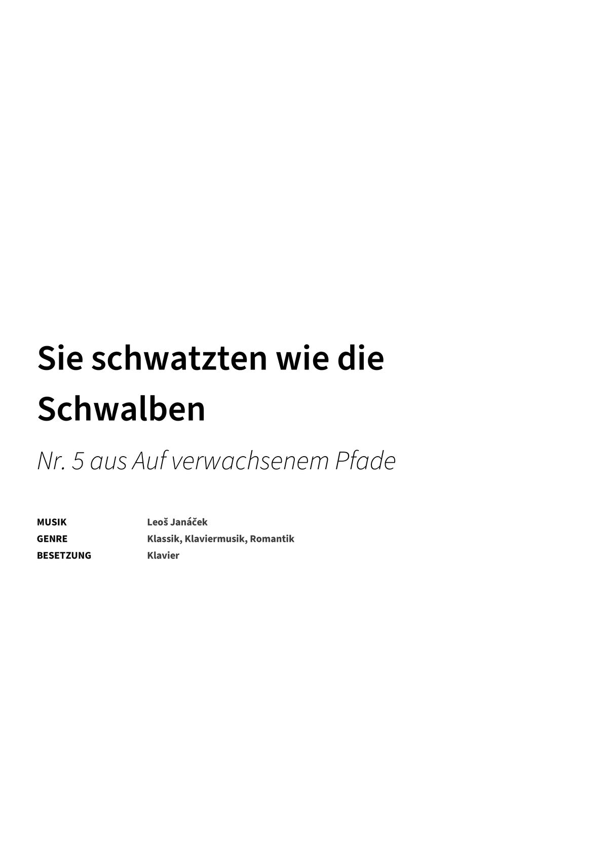 Sie schwatzten wie die Schwalben - Title Page