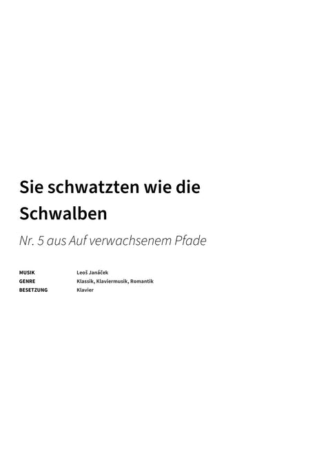 Sie schwatzten wie die Schwalben - Title Page