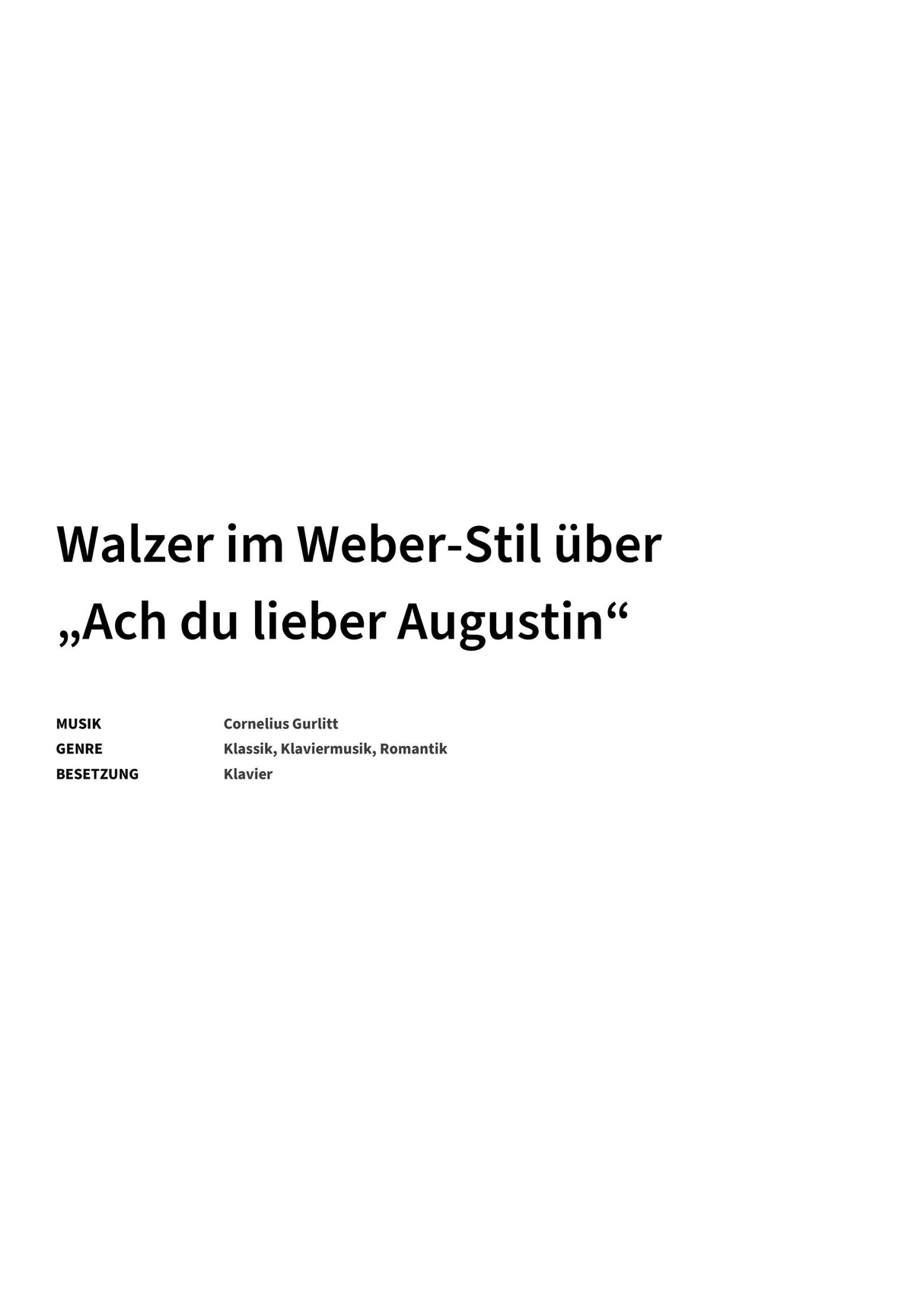 Walzer im Weber-Stil über „Ach du lieber Augustin“ - Title Page