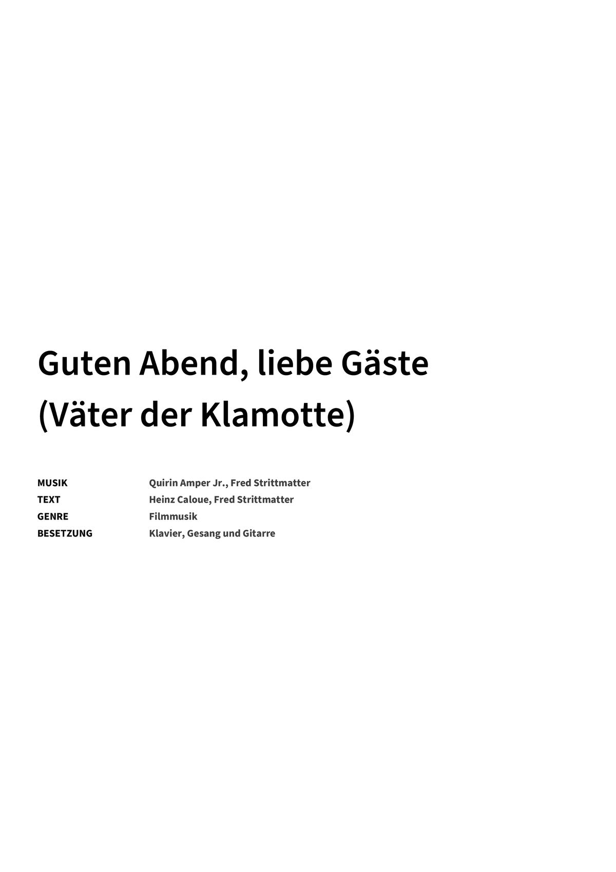 Guten Abend, liebe Gäste (Väter der Klamotte) - Title Page