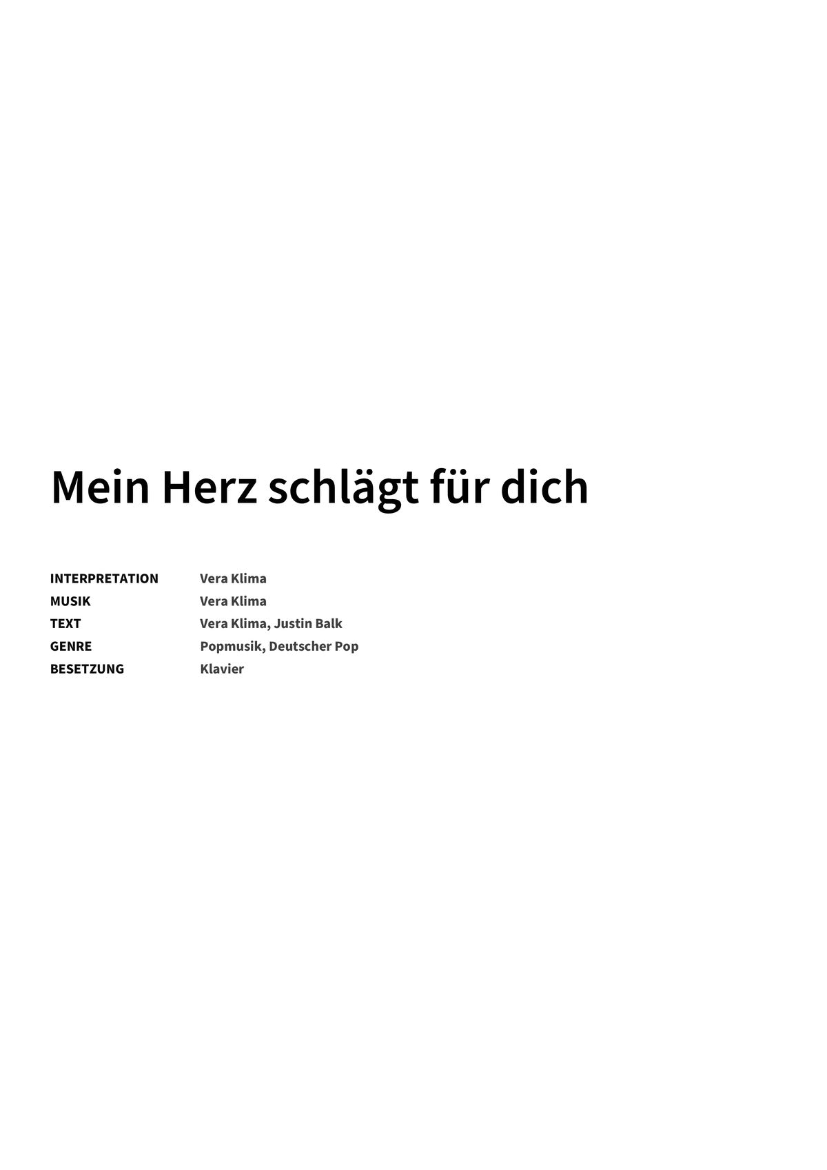 Mein Herz schlägt für dich - Title Page