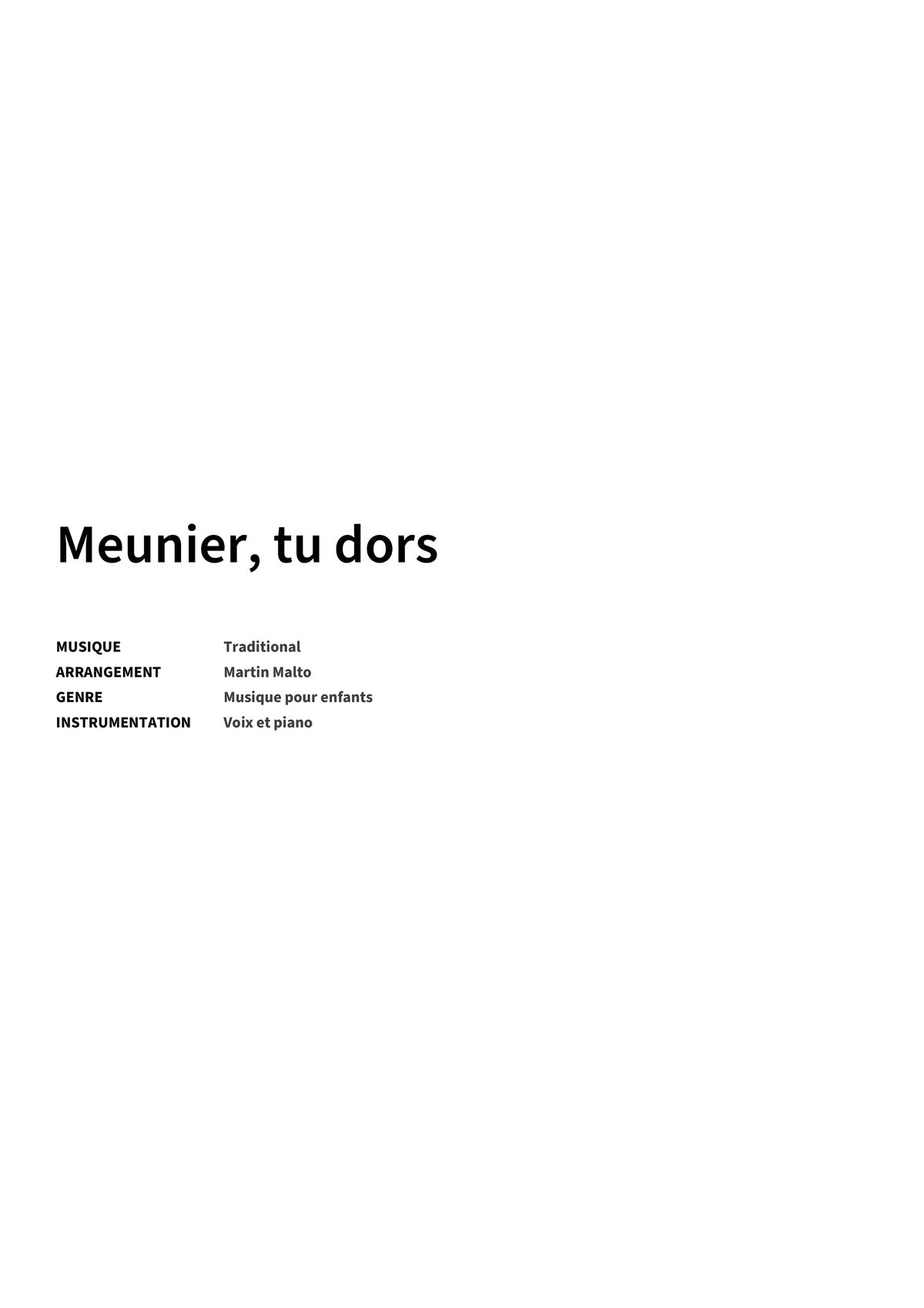 Meunier, tu dors - Title Page