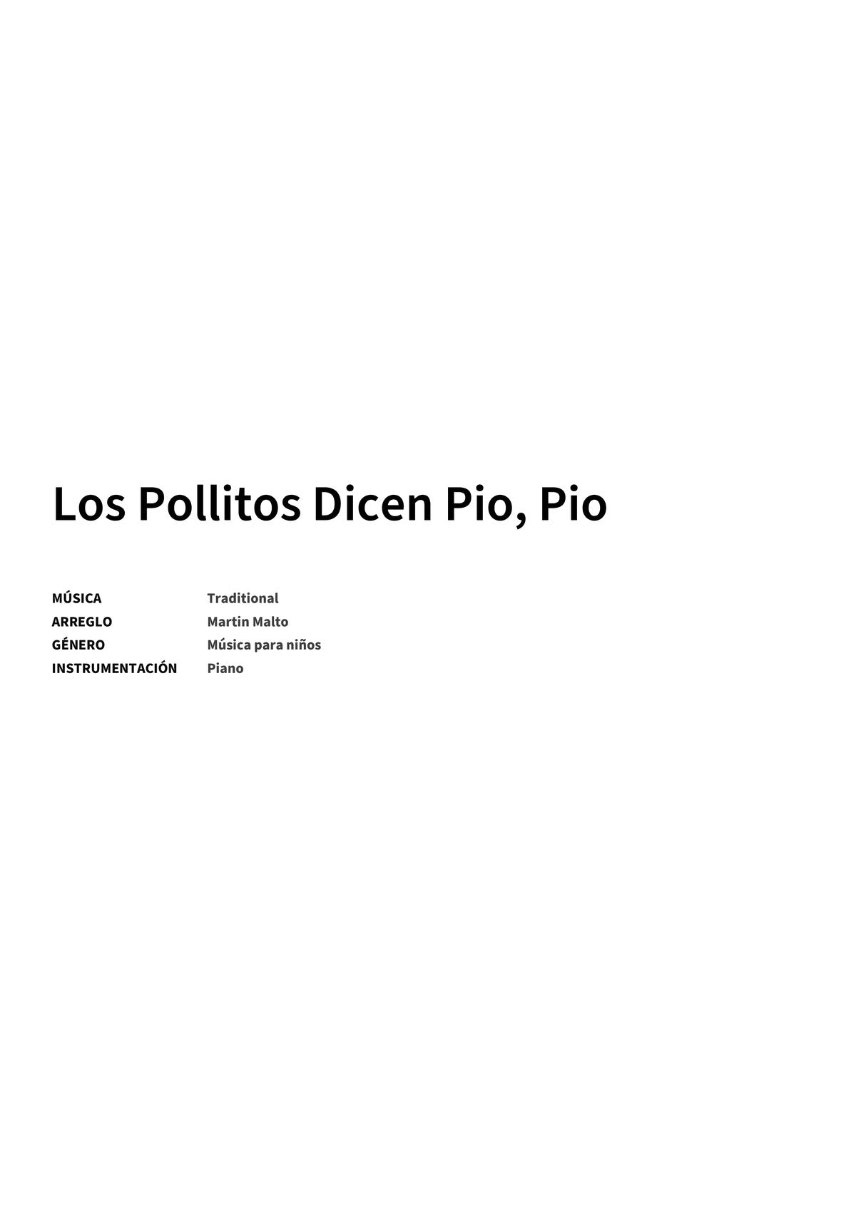 Los Pollitos Dicen Pio, Pio - Title Page