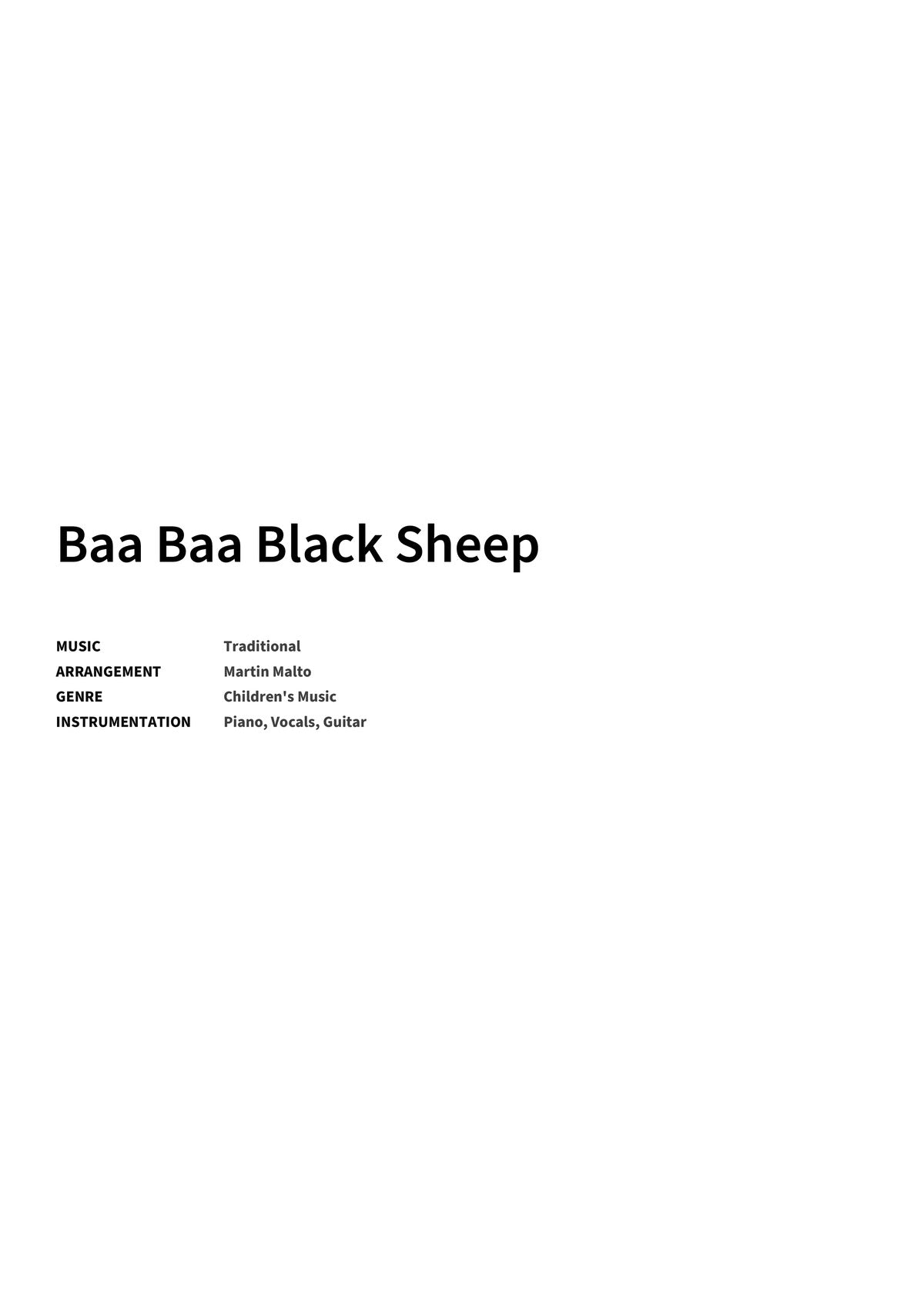 Baa Baa Black Sheep - Title Page