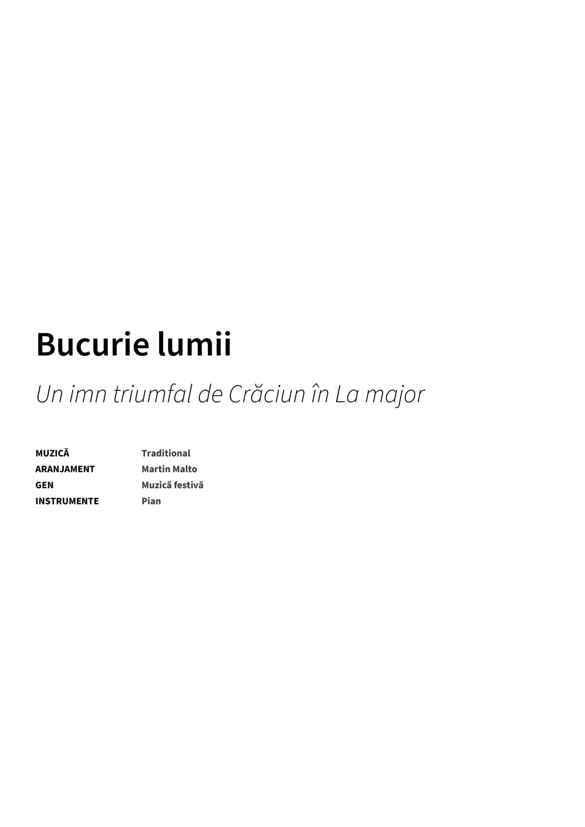Bucurie lumii - Title Page