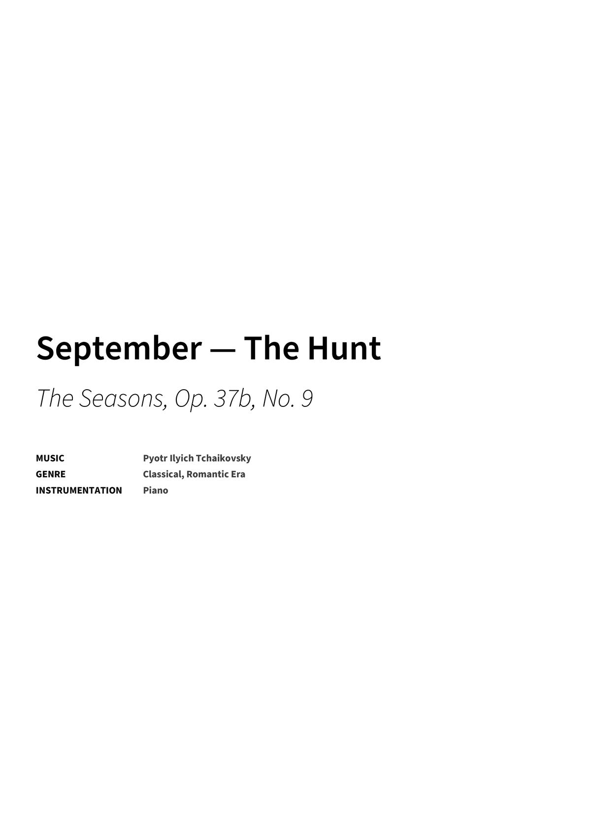 September — The Hunt - Title Page