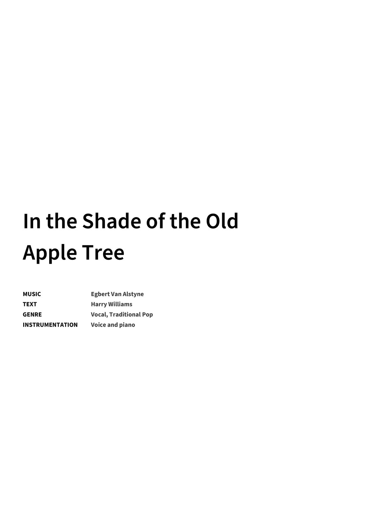 In the Shade of the Old Apple Tree - Title Page