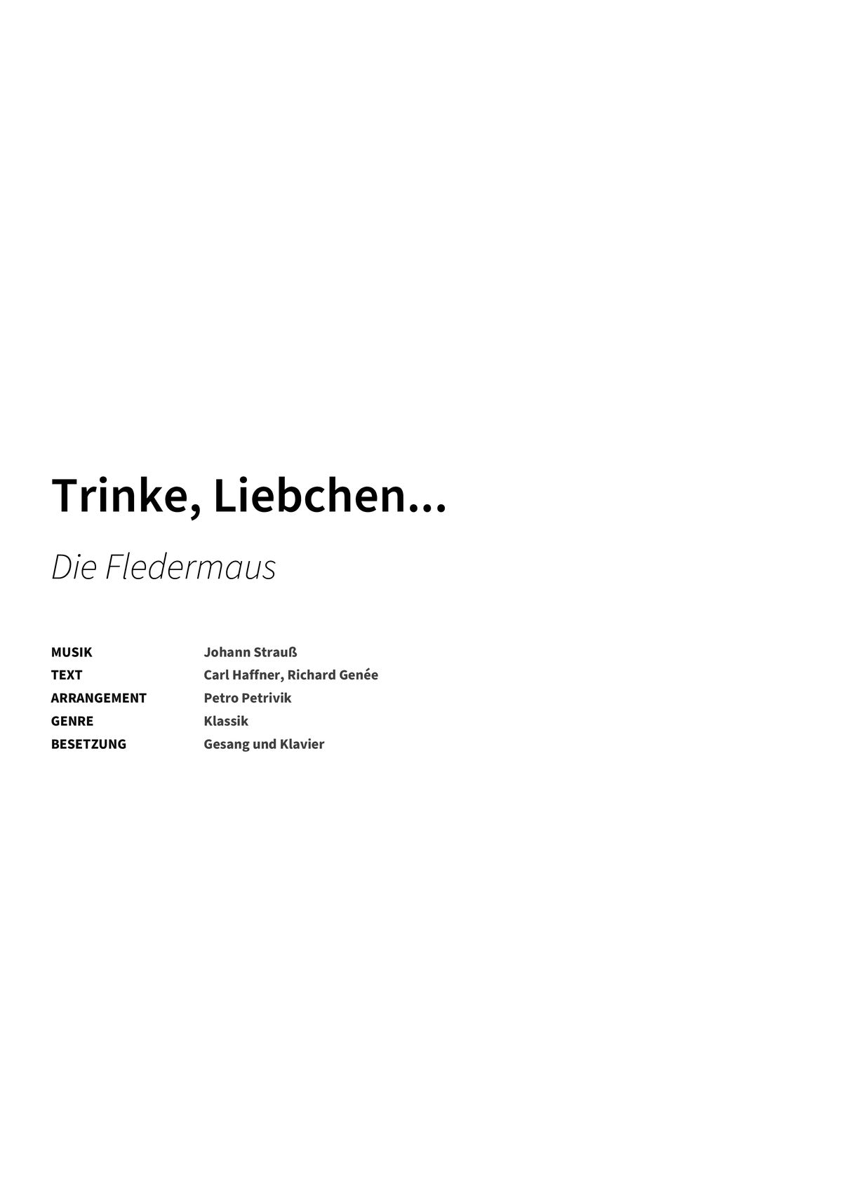 Trinke, Liebchen... - Title Page