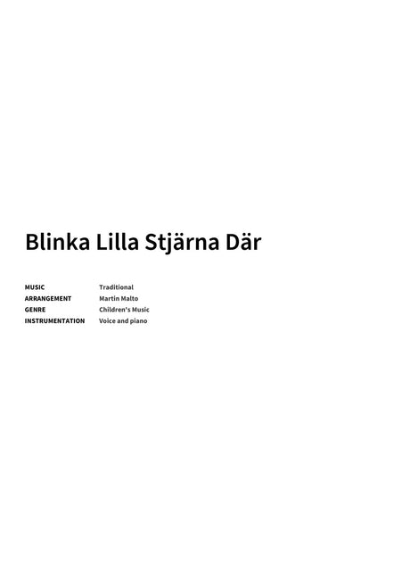 Blinka Lilla Stjärna Där - Title Page