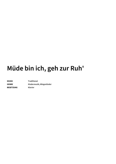Müde bin ich, geh zur Ruh' - Title Page
