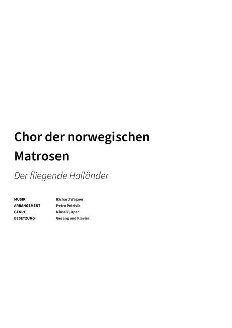 Chor der norwegischen Matrosen - Title Page