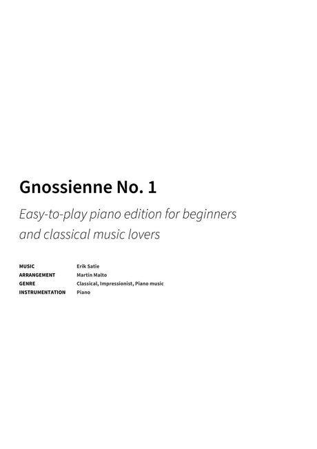 Gnossienne No. 1 - Title Page