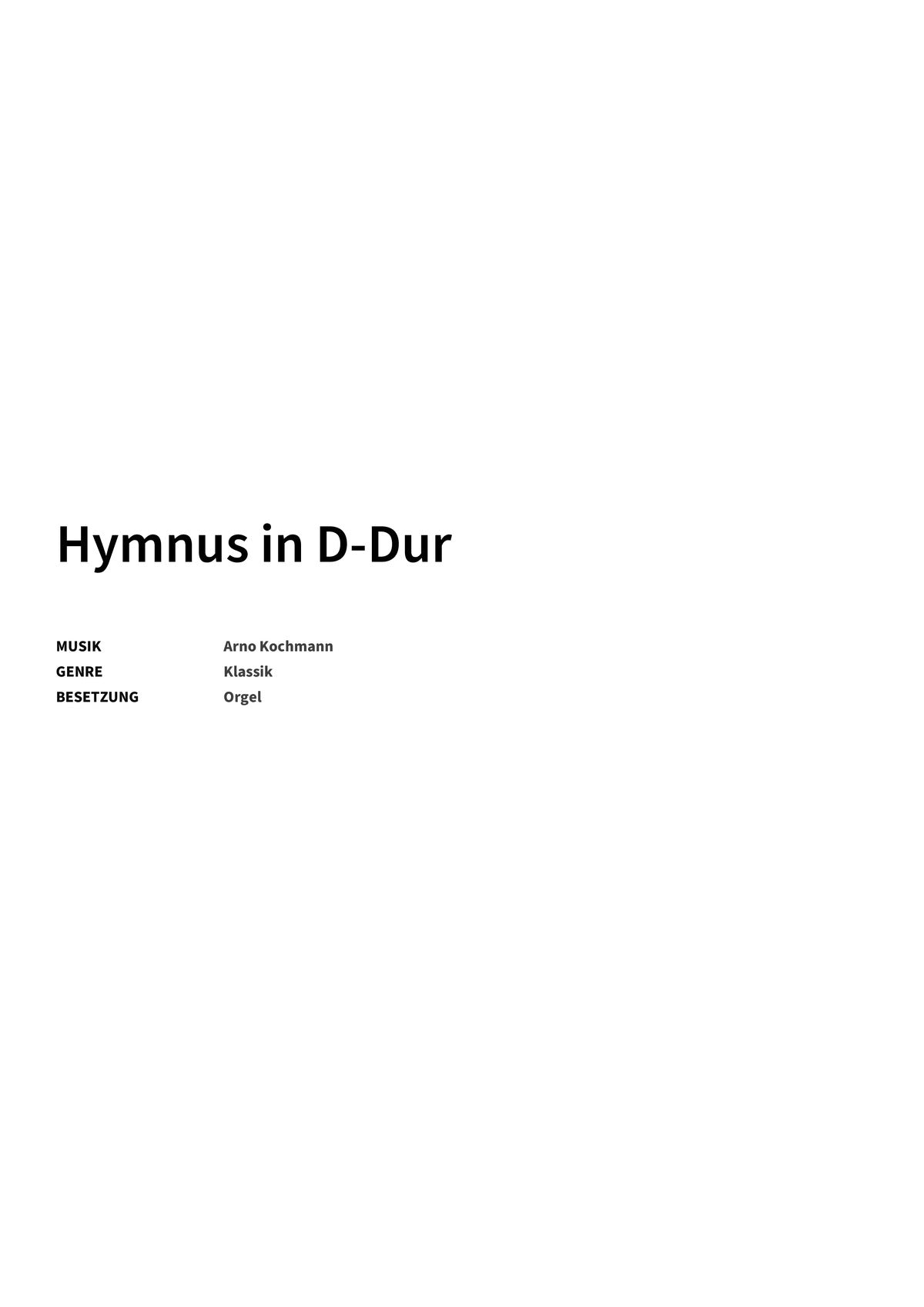 Hymnus in D-Dur - Title Page