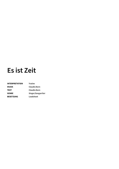 Es ist Zeit - Title Page