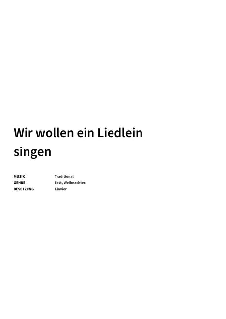 Wir wollen ein Liedlein singen - Title Page