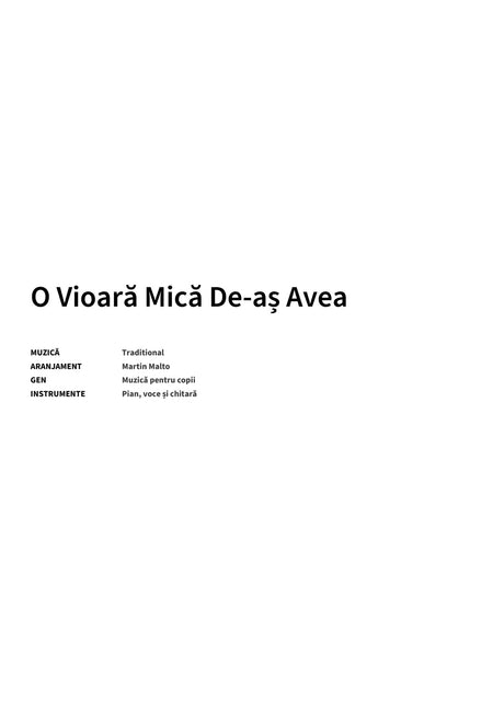 O Vioară Mică De-aș Avea - Title Page