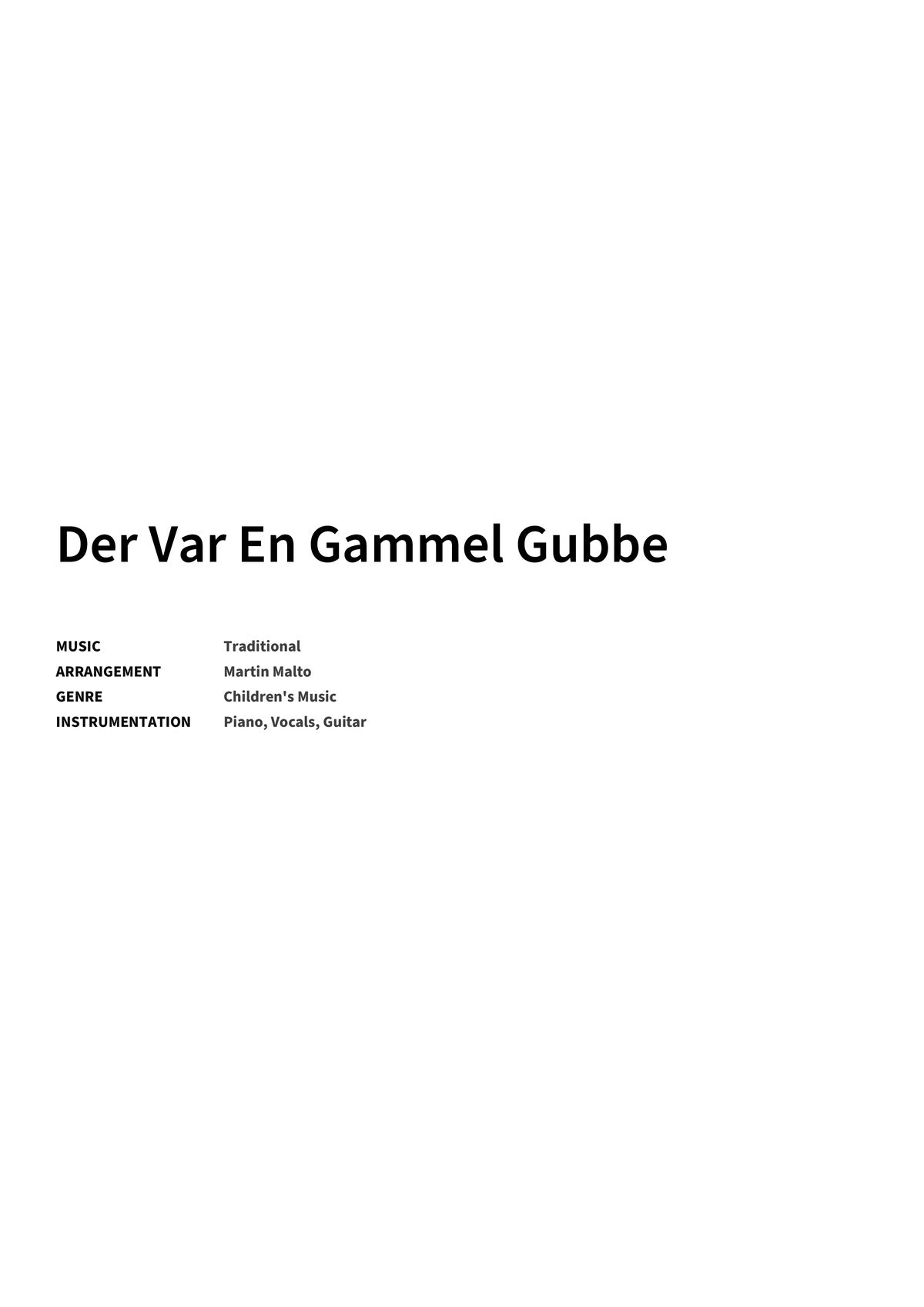Der Var En Gammel Gubbe - Title Page