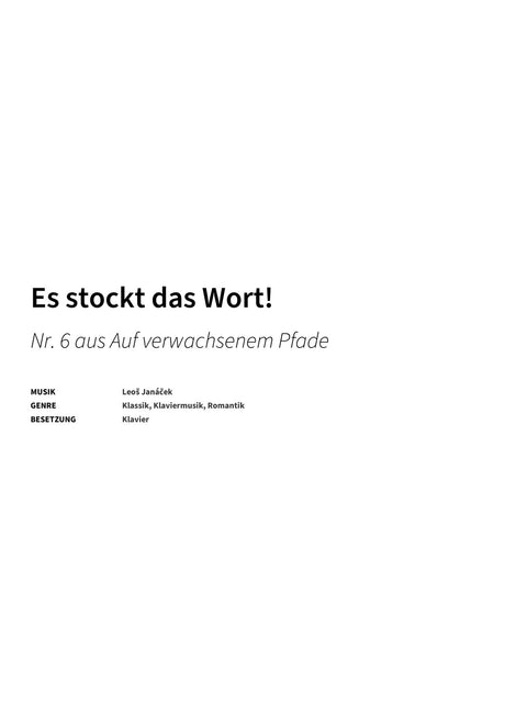 Es stockt das Wort! - Title Page
