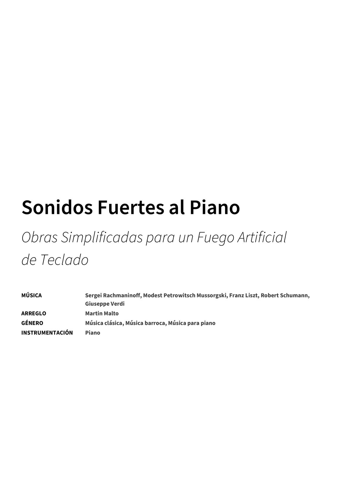 Sonidos Fuertes al Piano - Title Page