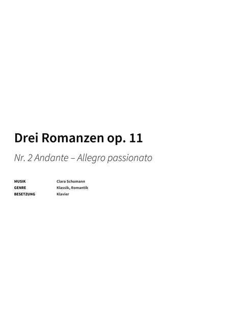 Drei Romanzen op. 11 - Title Page